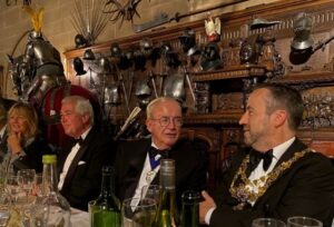 Lord Lieutenant of Warwickshire Tim Cox (left) and his wife Penny, with Thomas Oken charity chairman Clive Mason (centre) and Mayor of Warwick, Coun Oliver Jacques. Picture supplied.